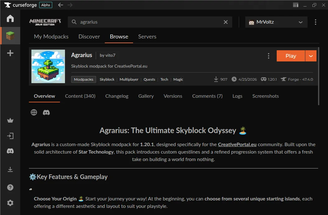 CurseForge &ndash; Modpack Agrarius